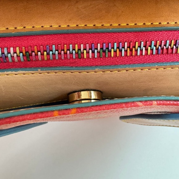 Dooney & Bourke Y2K Small Buckle Satchel Monogram Leather Bag Satchel Rainbow - Picture 9 of 14